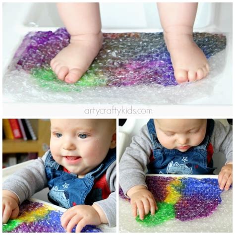 Baby Bubble Wrap Art - Sensory Baby & Toddler Activity - Arty Crafty Kids