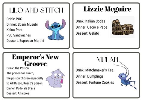 Disney Dinner and a Movie 48 Card Pack W/ Recipes - Etsy