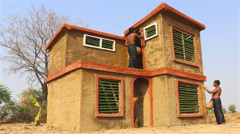 Primitive Skill Builder: Building The Most Beautiful Villa House Using Wood , Bamboo And Mud ...