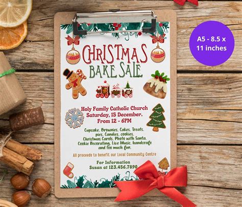 EDITABLE Holiday Bake Sale Flyer, Christmas Bake Sale Flyer, Christmas ...