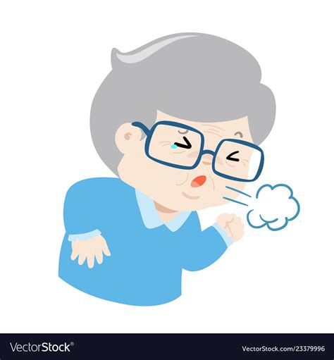 Coughing grandpa cartoon Royalty Free Vector Image