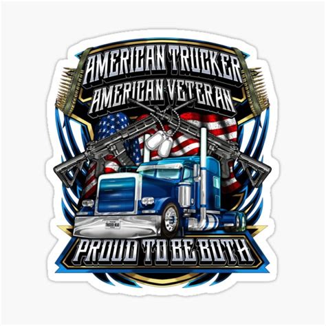 "American Trucker American Veteran Trucker" Sticker for Sale by ...