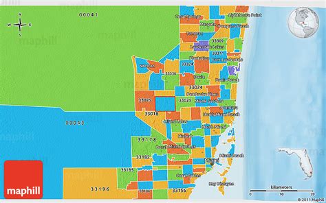 Political 3D Map of ZIP Code 33027