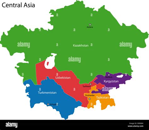 Central Asia map Stock Photo - Alamy