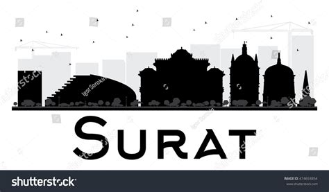 Surat City Skyline Black White Silhouette Stock Vector (Royalty Free) 474653854 | Shutterstock