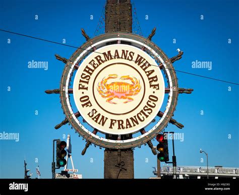 A view of the famous Fisherman's Wharf sign in San Francisco ...