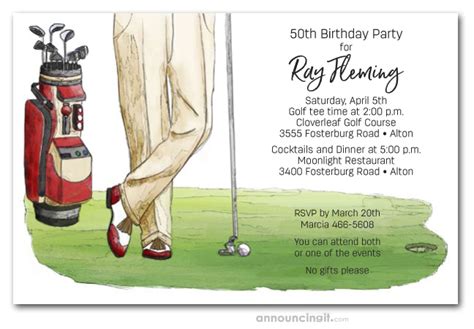 Golf Outing Party Invitations, Golf Birthday Party Invitations