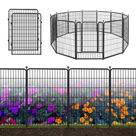 Decorative Garden Metal Fence Black 27ft(L)×40in(H) 12 Panels Wire ...