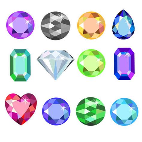 Colorful Gem Stones Clip Art Set, Heart Shaped, Round, Crystal, Oval, Shiny, PNG - Etsy