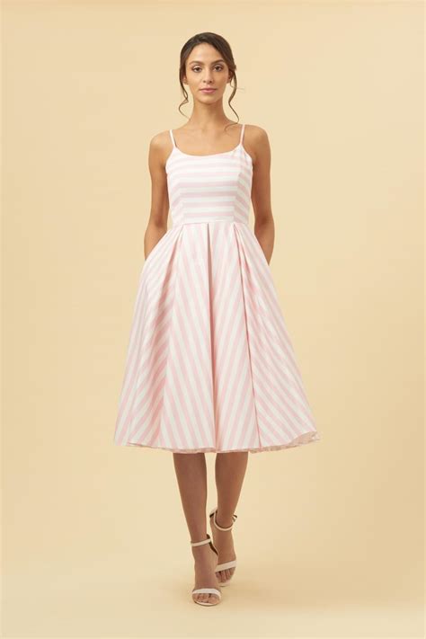 Priscilla Pink & White Candy Stripe Midi Dress