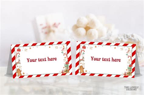 EDITABLE Christmas Place Cards Template Holiday Name Card - Etsy