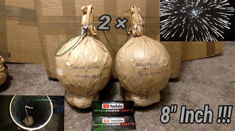 2× 8" Inch Italian BIG FIREWORK SHELLS | 200mm KUGELBOMBEN "Salice Bianco & Oro + Centro Blink ...