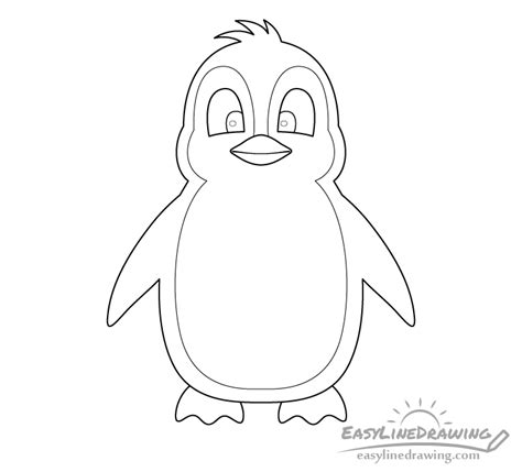 How to Draw a Penguin Step by Step - EasyLineDrawing