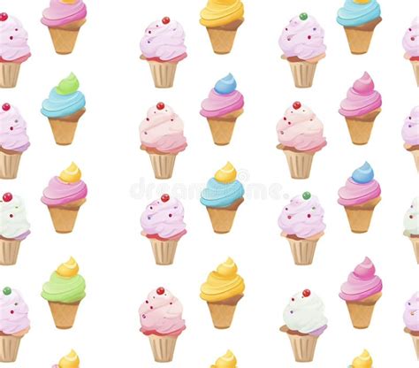 Icecream Seamless Pattern, Fabric Pattern Design on White Background ...