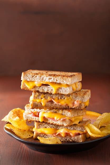 Premium Photo | Grilled cheese and bacon sandwich