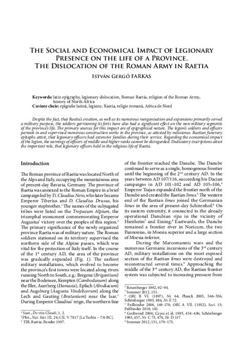 (PDF) The Social and Economical impact of Legionary presence on the life of a province. The ...