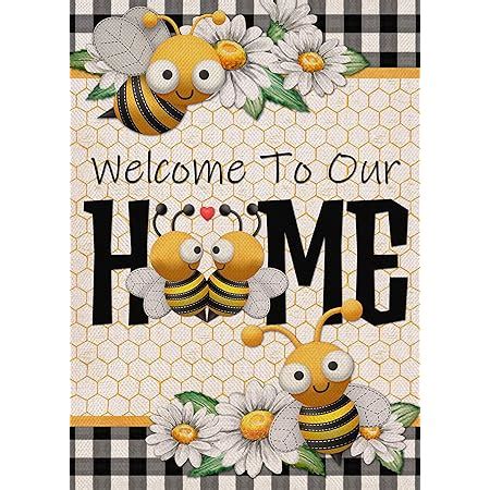 Amazon.com : Covido Welcome Summer Bee Sunflower Decorative Garden Flag, Flower Honeycomb Spring ...