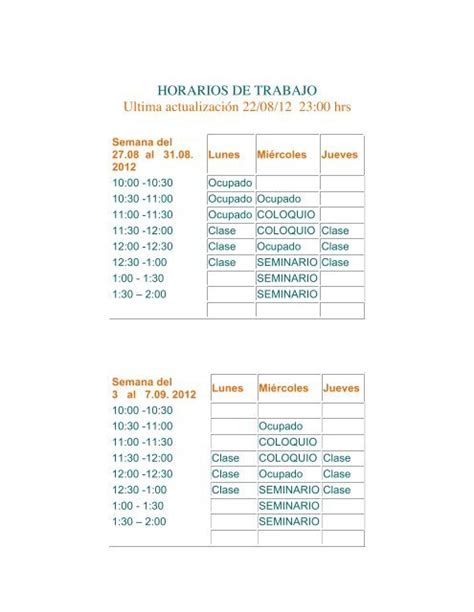 horario de trabajo