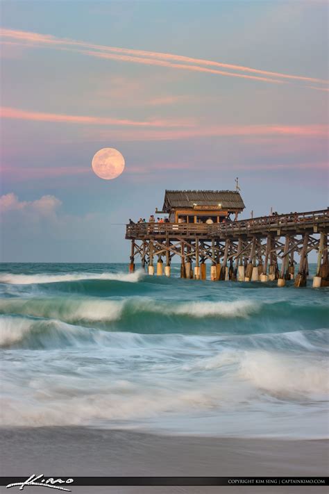 Cocoa Beach Pier Full Moon Rise | Cocoa beach florida, Cocoa beach ...