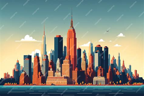 Premium Photo | New York city skyline Digital art style illustration ...