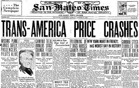 The Great Depression: Newspaper headlines from the 1929 stock market ...