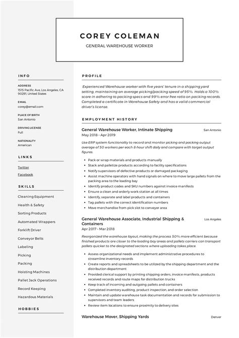 General Warehouse Worker Resume Guide | +12 Resume TEMPLATES