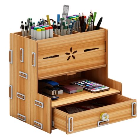 Multifunctional storage box desk personalized decoration wooden desktop ...