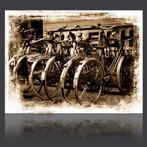 Vintage Paintings on Canvas Giclee Prints Old Bike On Street Retro Picture Bicycle Wall Art for ...