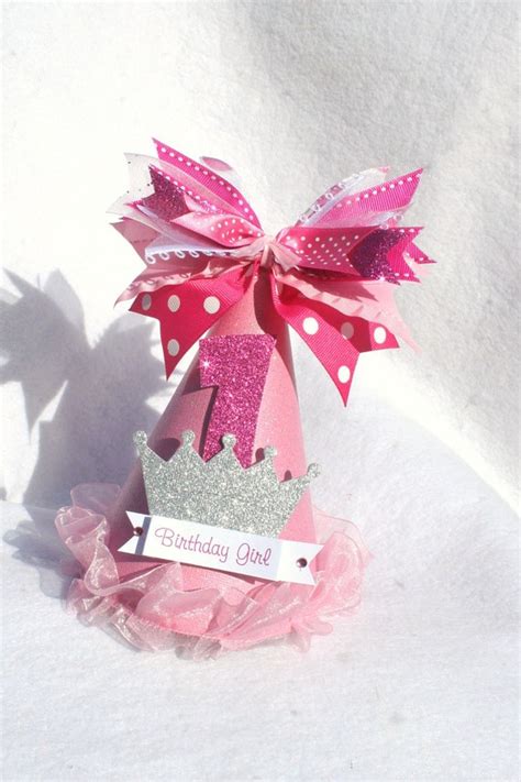 Items similar to pink sparkly princess party hat with silver crown and polka dots light pink hot ...