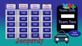 Test Review Jeopardy for 5th Grade Math Domains by Math Diva Productions