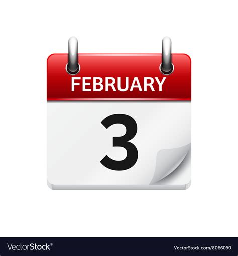 February 3 flat daily calendar icon Date Vector Image