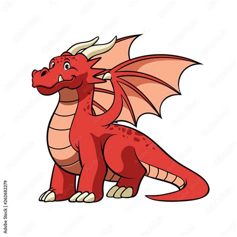 cartoon red dragon in smiling face Stock Vector | Adobe Stock