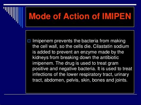 Imipenem cilastatin training