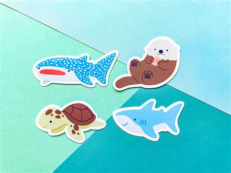 Cute Sea Creature Vinyl Sticker Pack Ocean Animals Stickers | Etsy