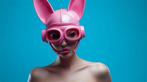 Premium AI Image | Blonde in pink bunny mask