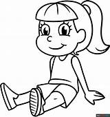 Girl Sitting Coloring Page  Easy Drawing Guides sketch template