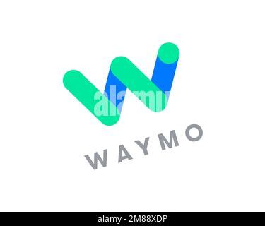 Waymo, rotated logo, white background B Stock Photo - Alamy