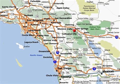 The star indicates Palm Springs. Note how you can get to many Orange Country landmarks in two ...