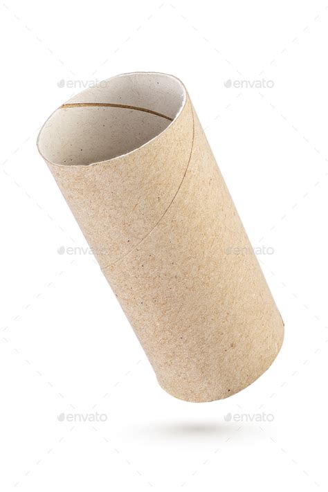 Empty toilet paper roll isolated on a white Stock Photo by Ha4ipuri