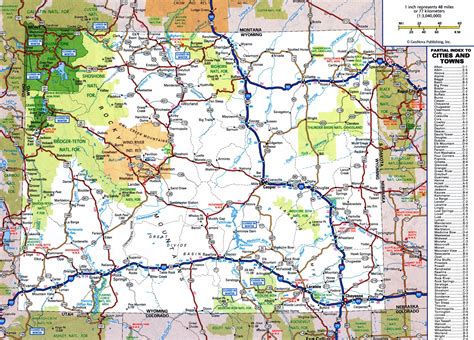 Large detailed roads and highways map of Wyoming state with national parks and cities | Vidiani ...