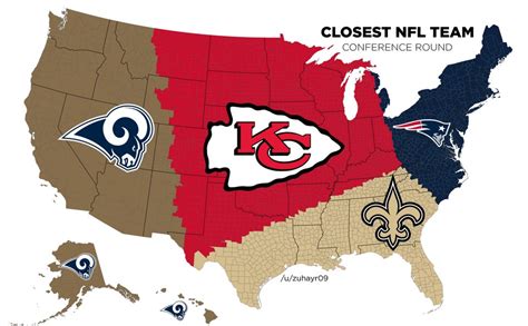 Closest NFL Conference Team to Each US County : nfl