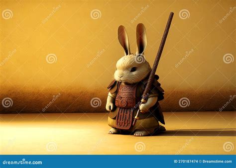 Rabbit Samurai in Traditional Drawing Style. Japanese Styled Art with ...