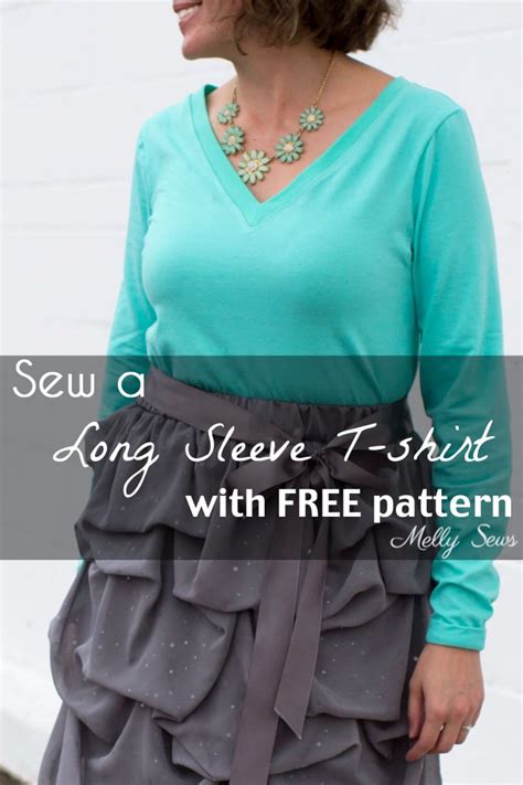 Sew a Long Sleeve T-shirt with Free Pattern - Melly Sews