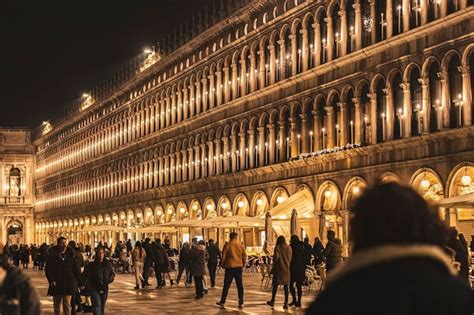 Premium Photo | Venice saint mark square view at night time