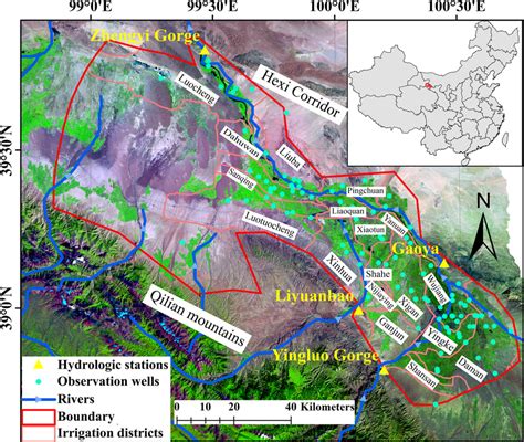 Map of the middle reaches of the Heihe River Basin. (Note: the map was ...