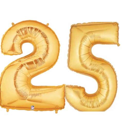 Large Gold Number 25 Balloon | Will Float when you add Helium