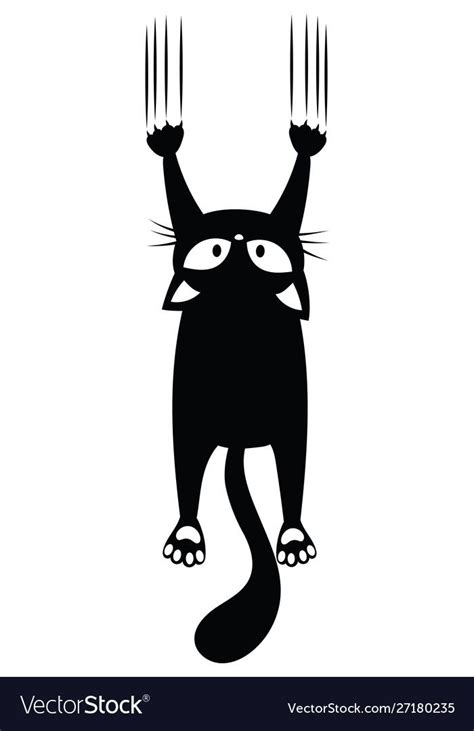 Black cat scratching wall silhouette of Royalty Free Vector , #Sponsored, #scratching, #wall, # ...