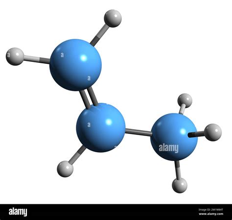 3D image of Propylene skeletal formula - molecular chemical structure of Propene isolated on ...