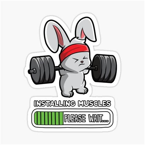 "Bunny Fitness Gym Workout Installing Muscles" Sticker for Sale by designeclipse | Redbubble