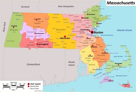 Massachusetts County Map | County Map with Cities